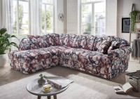 Ecksofa "Louna" Blume Dunkel 259 x 68 x 186 cm (B/H/T) Sofa mit Schlaffunktion und Staukasten Ecksofa "Louna" Blume Dunkel 259 x 68 x 186 cm (B/H/T) Sofa mit Schlaffunktion und Staukasten
