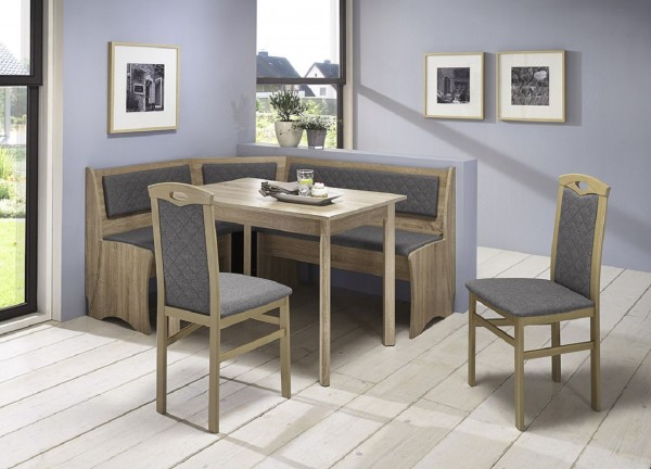 Eckbankgruppe "Senta", Sonoma Eiche Sägerau Dekor, silbergrau, 4-teilig