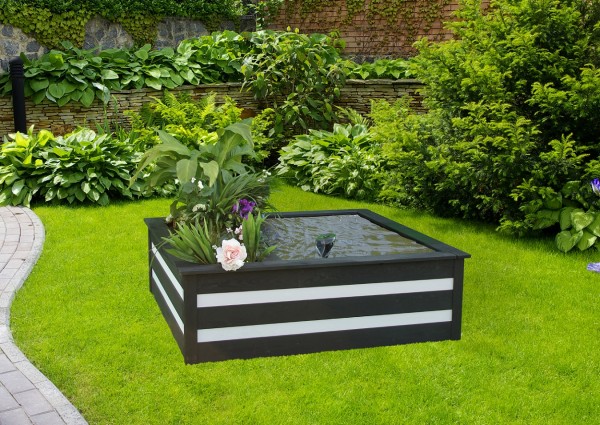 Hochteich "Gabby", anthrazit/weiß, 130 x 130 x 42 cm, Teich, Gartenteich, Gartenhochteich, Garten