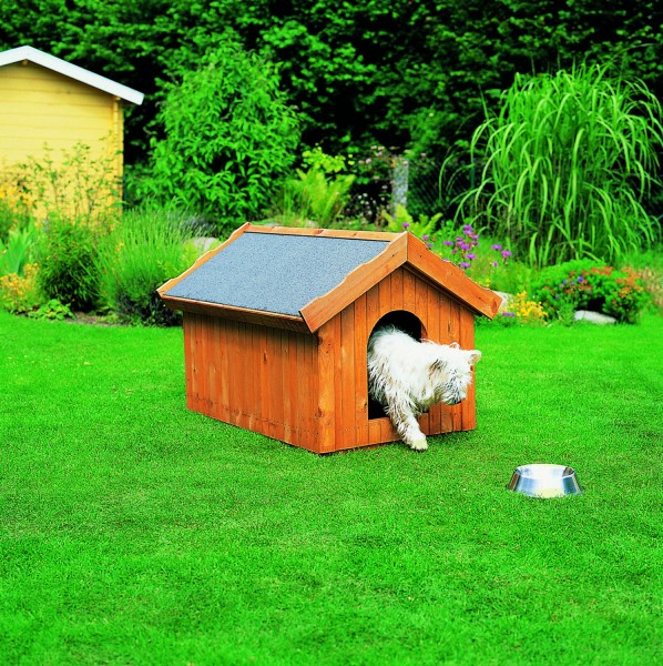 Hundehütte "Canis" klein 85x60x66cm Kiefernholz massiv honigbraun Hütte Hund Garten