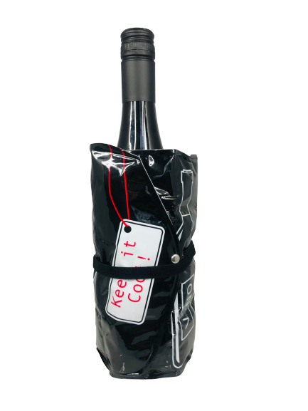 Flaschenkühler &quot;Fresh&quot; schwarz weiß rot 15x3x19cm Weinkühler mit Klettverschluss