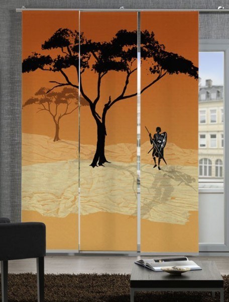 Emotion Textiles Flächenvorhang Schiebevorhang Afrika Massai Rot 3-er Set incl. Montagesatz