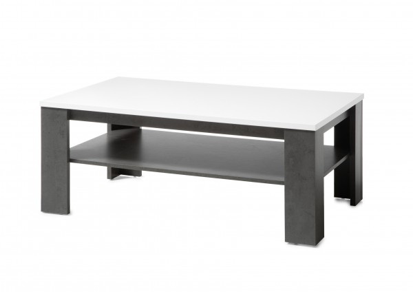 Couchtisch "Tolero", Dark Concret/weiß Hochglanz, 118 x 46 x 72 cm, Wohnzimmer, Sofatisch