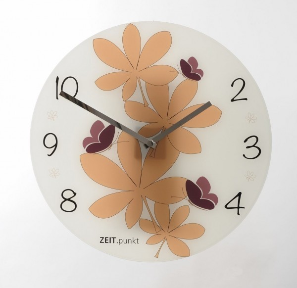 Wanduhr Quartzuhr "Leaves", Mineralglas, bedruckt, Küche, Esszimmer, Diele, Flur, Ø/T 40x4 cm
