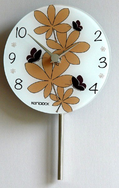 Wanduhr Pendeluhr "Flower" Glas, Küche, Wohnzimmer, Diele/Flur, 23x14 cm, in Weiß