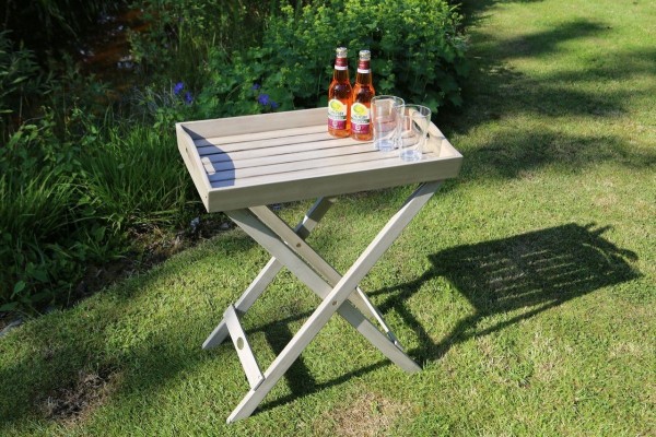 Stehtablett "Mauritius III" (B/L/H) ca 60x40x72 Gartentisch Terrassentisch Tablett taupe