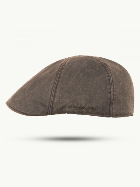 SCIPPIS „Belfast Cap“ – Klassische Flatcap in Brown aus softem Baumwoll-Polyester