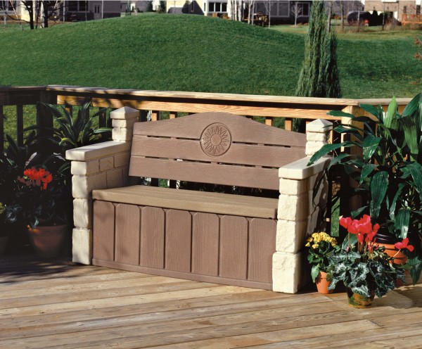 Aufbewahrungsbank "Linda" braun 83,8 x 134,6 x 60,9 cm Sitzbank inklusive Aufbewahrungsbox Gartenban