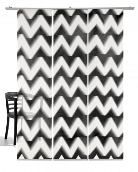 3-teiliger Flächen-Schiebevorhang Emotion Textiles Zick-Zack schwarz 180 x 260 cm
