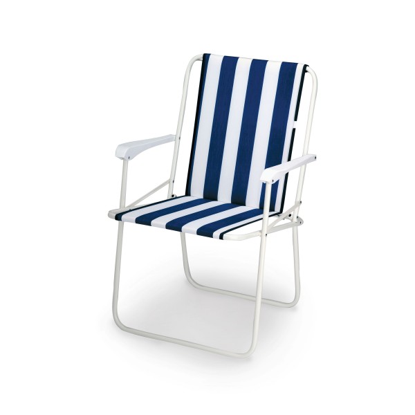Camping Klappstuhl „Chiemsee“ Weiß/Blau – kompakt & robust für Outdoor