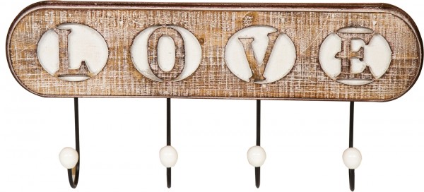 Spiegelprofi 76209055 Holzgarderobe CHRIS Holzgarderobe "Liebe", 22x47x6 cm, Garderobe, Haken