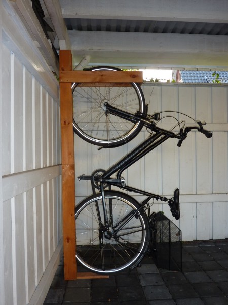 Fahrradhalterung "Veronika", Kiefer, honigbraun, 190 x 13,6 x 70 cm, für 2 Fahrräder, Garage