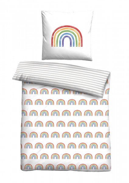 Biberna Linon-Bettwäsche Rainbow Baumwolle
