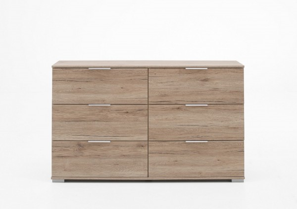 Schubkastenkommode "Nele 3" San Remo-Eiche NB (6xSchubkästen) 130x83x41cm Board