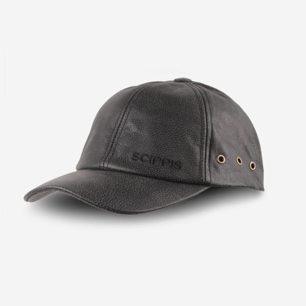 SCIPPIS „Leather Cap“ – Klassische Lederkappe in Schwarz mit verstellbarem Sitz