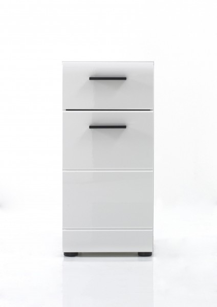 Kommode "Laurenz", 30 x 79 x 31 cm, weiß/weiß HG, Badschrank, Unterschrank, Badezimmer