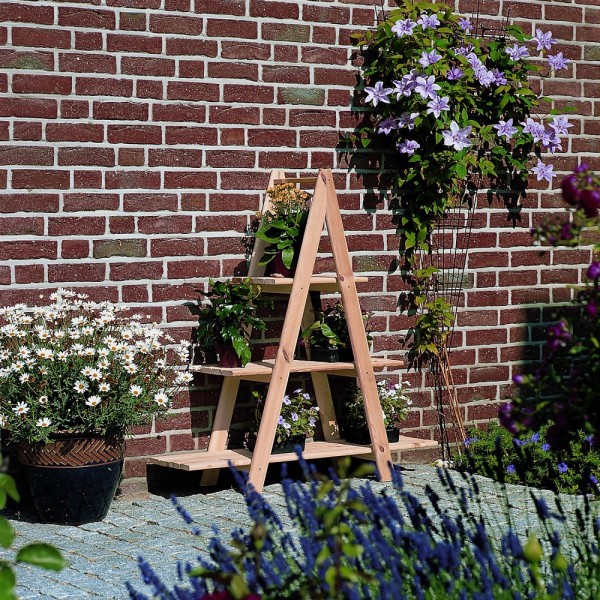 Blumenleiter "Paloma", Kiefer, natur, 101x31x112cm, Dekoleiter, Kräuterleiter, Dekoration, Garten