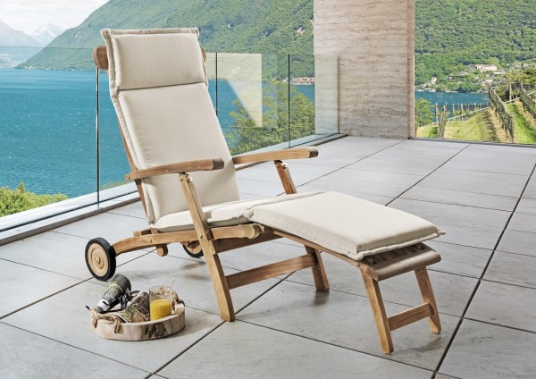 Polster für Teak-Deckchair "Deluxe", natur, 180 x 48 x 6 cm, Polsterauflage, Auflage, Garten