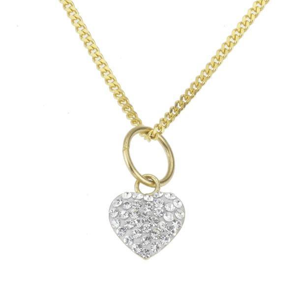 Crystelle - Anhänger/Kette 45/42cm, Herz mit Swarovski Kristallen weiss