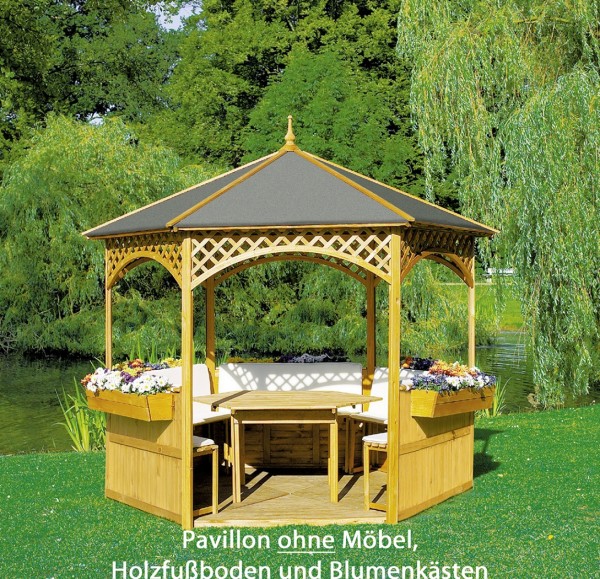 Pavillon "Marion II", Kiefer/Dachpappe, 278x278cm, ohne Möbel, Gartenpavillon, Garten