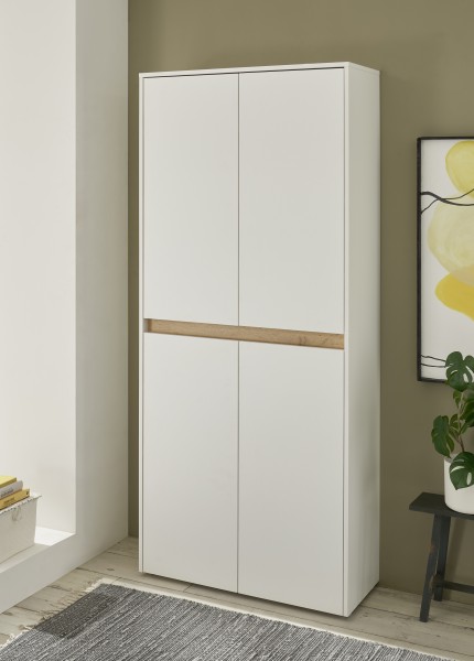 Schuhschrank Boston Wotan Eiche Holzdekor Weiß 85x195x35cm