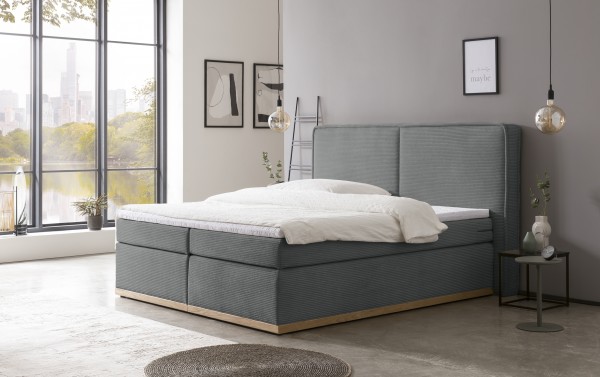 Boxspringbett "Sherwood" 180 x 200 cm Liegefläche anthrazit Cord Webvelours