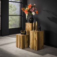 Blumentisch "Alice", Blumensäule, massives Teakholz, naturell, Blumenständer Blumentisch "Alice", Blumensäule, massives Teakholz, naturell, Blumenständer