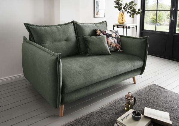 Sofa "Manon" dunkelgrün 162 x 97 x 110 cm (B/H/T) 2-Sitzer mit Wellenunterfederung und Armlehne