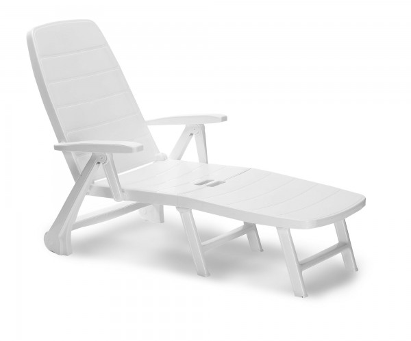 Rollliege "Phil" 72x189x97cm Kunststoff weiss Gartenliege Gartenmöbel Sonnenliege Garten