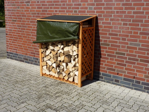 Kaminholzregal "Renate", honigbraun, 119,5 x 68 x 148 cm, Holzregal, Gartenregal, Garten