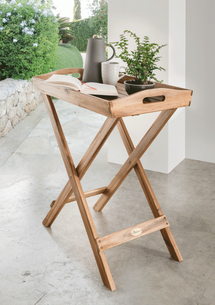 Stehtablett "Mauritius V" (B/L/H) ca 60x40x72 Beistelltisch Terrassentisch Tablett oilked honey