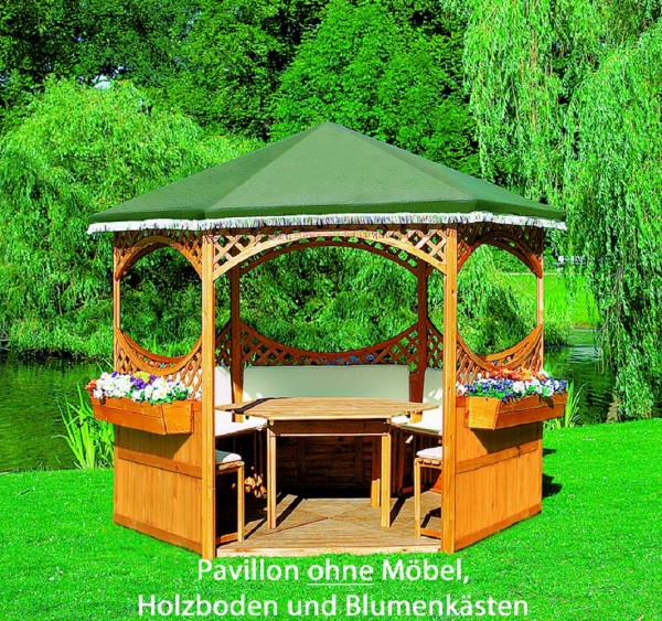 Pavillon "Marion III", Kiefer/PE-Gewebe, 278x278cm, ohne Möbel, Gartenpavillon, Garten