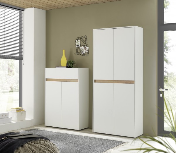 Schuhschrank-Set Boston Wotan Eiche Holzdekor weiß 170x195x40cm