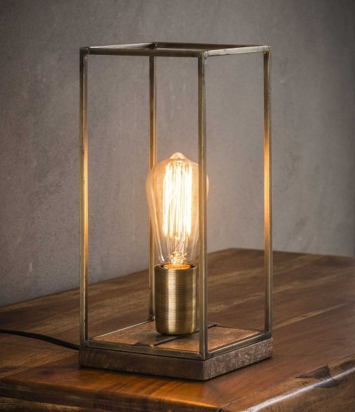 Tischlampe "Gondo II" Metalllampe Silber rechteckig 15x15x32cm (B/T/H) Industrial Style Zijlstra 