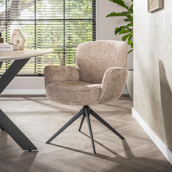 Armstuhl „Florena“ – 2er-Set, 360° drehbar, luxuriöser Chenille-Stoff – in zwei Farben erhältlich