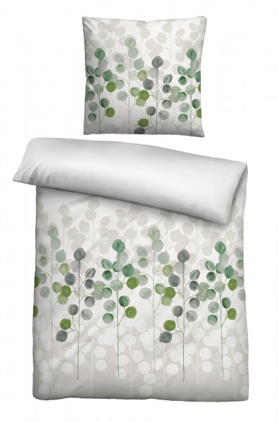 Biberna Feinbiber Bettwäsche pistaziengrün 135x200cm + 80x80cm