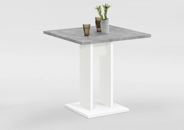 Esstisch "Frauke 2" weiß/ Beton LA 70x77,5x70cm Säulentisch Tisch