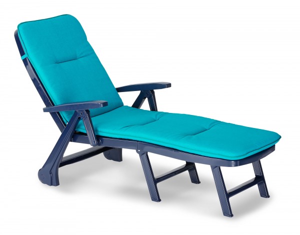 Rollliege "Phil" inkl. Polsterauflage 72x189x97cm Kunststoff blau Gartenliege Gartenmöbel Outdoor