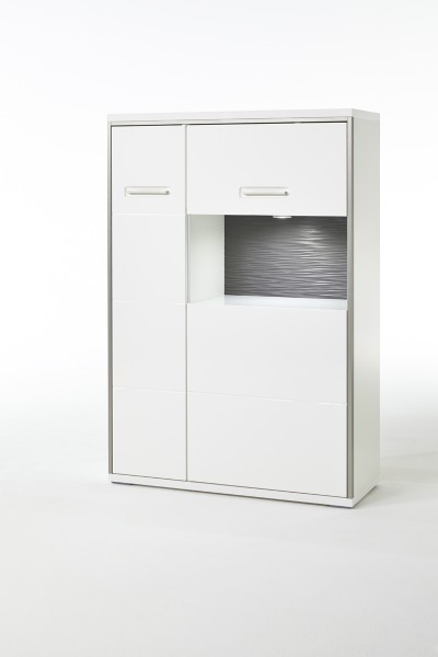 Highboard-L "Bindian" weiss 94x137x38cm opt. Beleuchtung Highboard Schrank Board Schrank