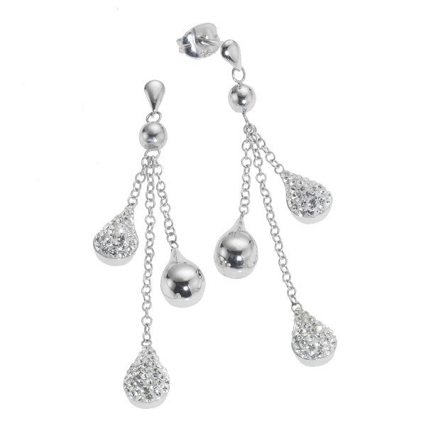 Crystelle - Ohrringe Swarovski Kristalle weiss 3-reihig