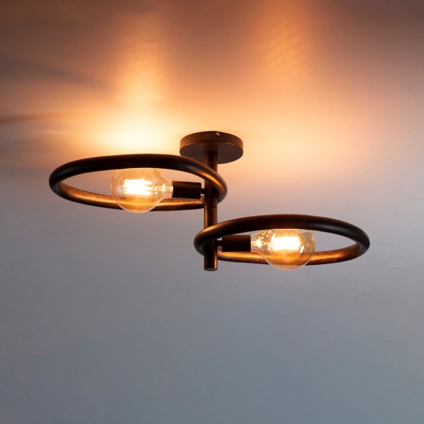 Deckenleuchte „Lumen Duo“, Arctic Schwarz, Metall – moderne 2-flammige Designleuchte