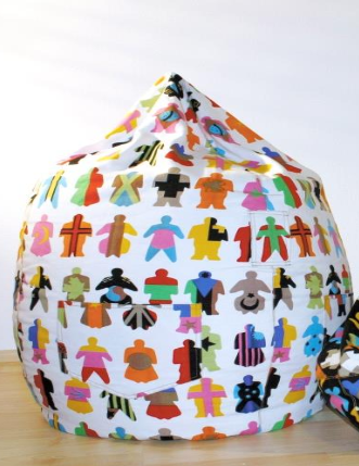 Kinzler Sitzsack "Leni" Indoor geeignet weiß bunt 100% Baumwolle 65x75cm
