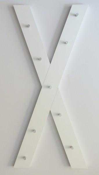 Wandgarderobe "Lotte", 90 x 42 x 6 cm, weiß HG, X-Form, Garderobe, Flurgarderobe, Flur