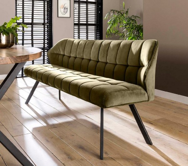 Sitzbank "Bodaway", Grün velvet, Stahlgestell, robust, 190 x 59 x 84 cm, Esszimmer, Couch