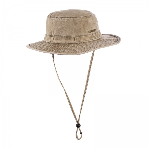 SCIPPIS Outdoorhut „Axford“ – Leichter Canvas-Abenteuerhut mit Kinnband, khaki