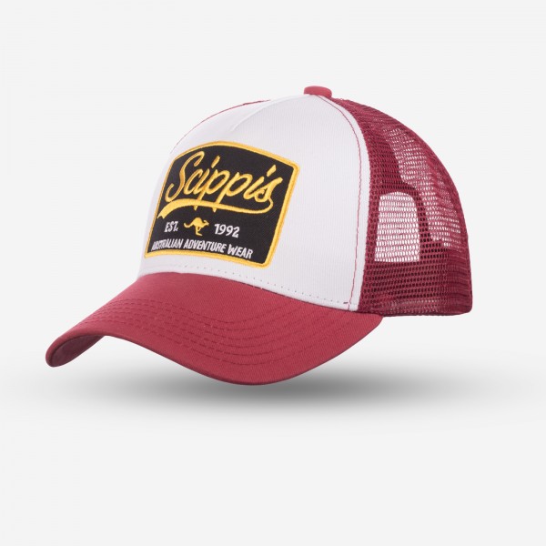 SCIPPIS „Redford Cap“ – Sommerliche Snapback in Burgund aus luftigem Baumwoll-Polyester-Mix