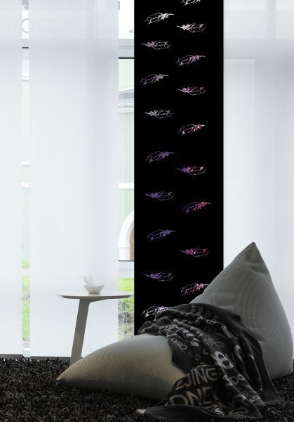 1-teiliger Flächen-Schiebevorhang Emotion Textiles Flying feather dunkel 60 x 260 cm