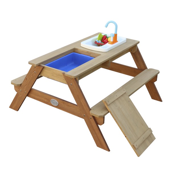 Sand- und Wasserspieltisch "Mellis" braun Holz 95 x 98 x 50 cm inkl. Spielküche Gartentisch