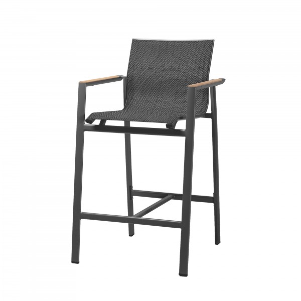 Outdoor-Barstuhl „Paros“ Anthrazit, Aluminiumgestell, Textilene, wetterfest, ergonomisch