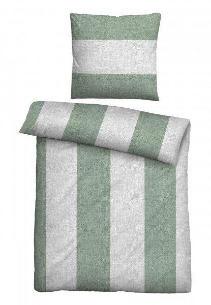Biberna Feinbiber Bettwäsche Längsbalken fichte 135x200cm + 80x80cm